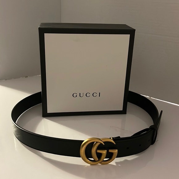 Authentic Gucci leather belt with Double G buckle, sz 29 US waist, worn 2 x - Picture 2 of 16